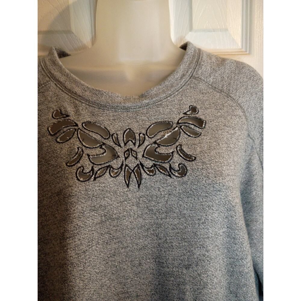 Soft Surroundings Sweater Pullover Gray Cutouts Side Zipper Accents Sz XL...